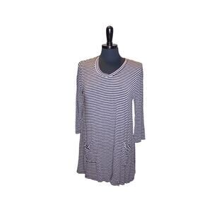 Coco +Carmen Mini Dress Swing Trapeze Stripes Black Gray Size S/M